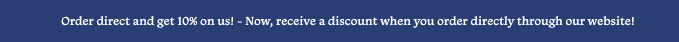 Website banner offering 10% off for ordering direct