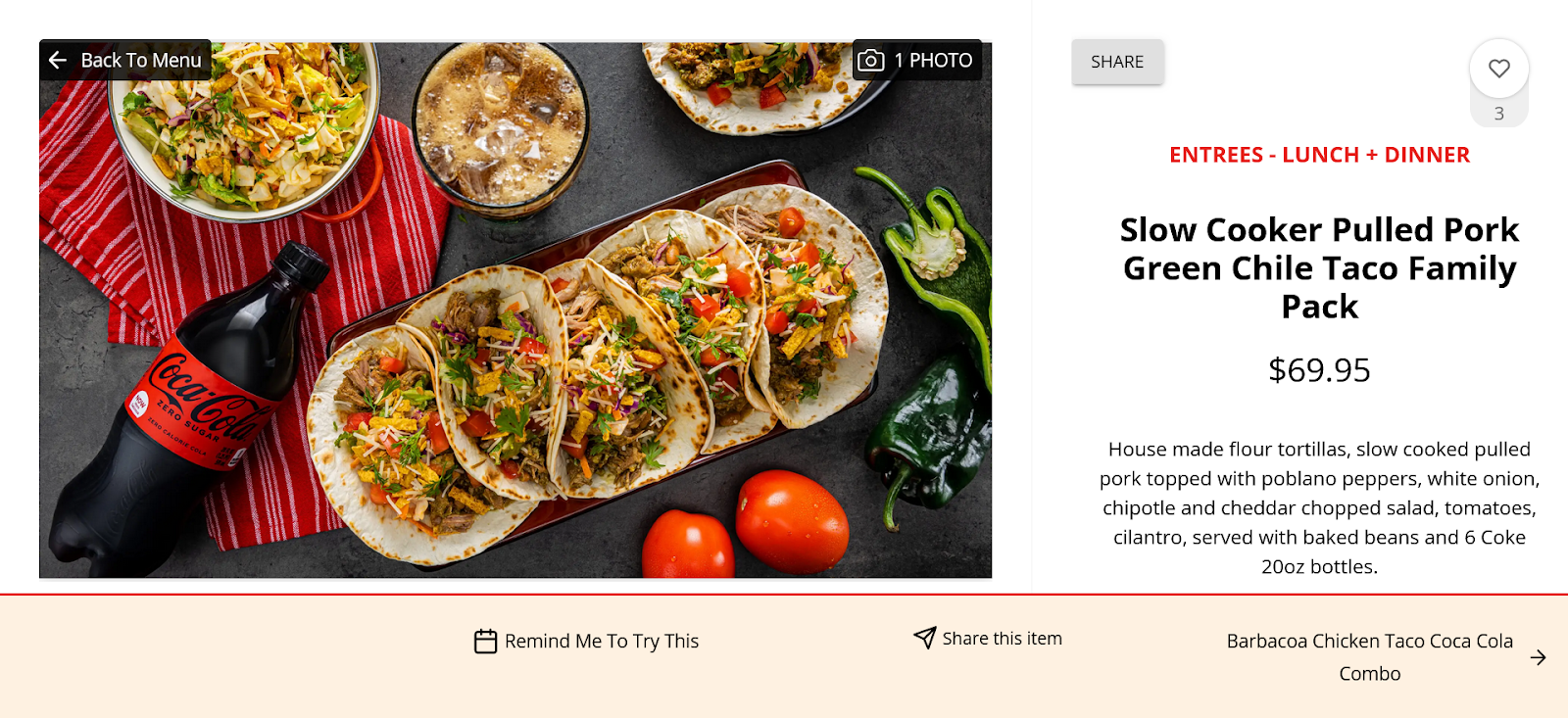 Menu item photo of pulled pork tacos with sides