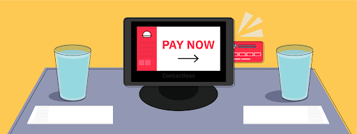 Illustration of a contactless pay-at-the-table screen
