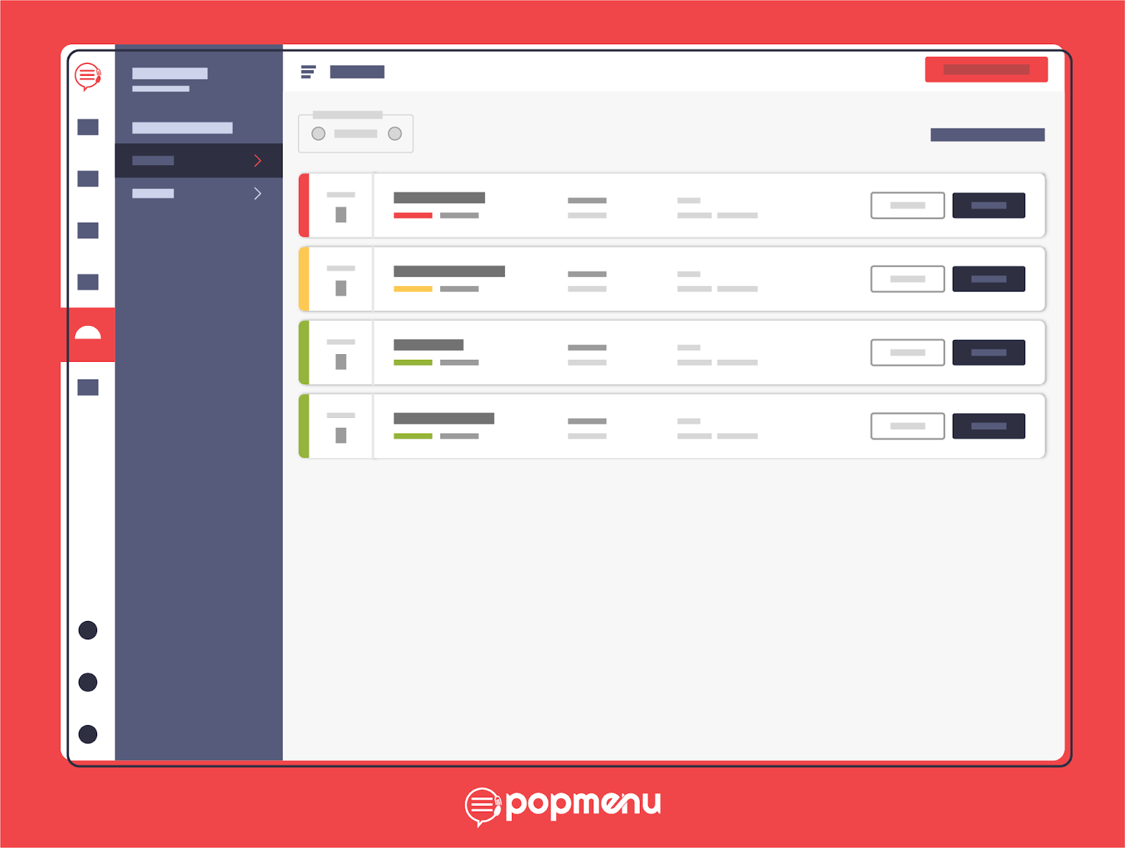 Popmenu waitlist dashboard with color-coded party entries