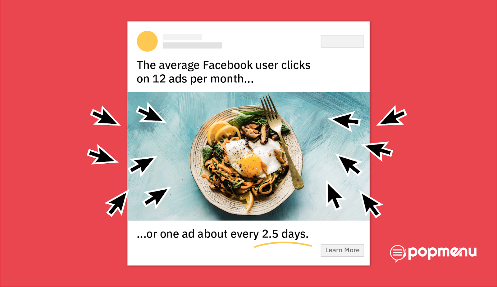Facebook ad example noting the average user clicks 12 ads per month