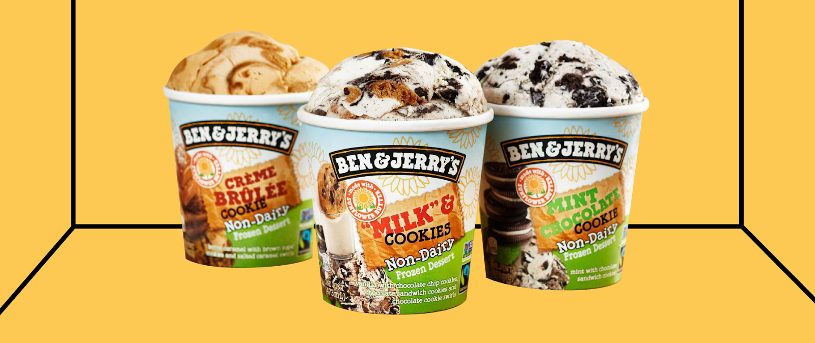 Three Ben & Jerry’s non-dairy sunflower butter ice cream pints