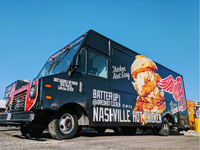 Nashville Hot Chicken food truck with bold sandwich signage