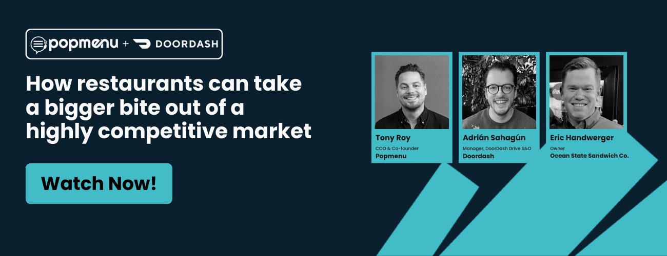 Popmenu and DoorDash webinar promo with speaker photos