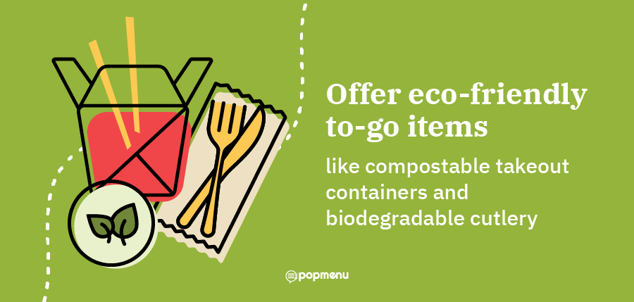 Graphic promoting eco-friendly to-go containers and cutlery