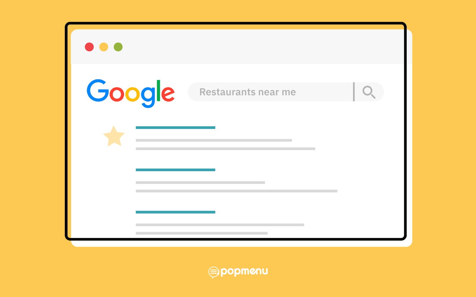 Mockup of Google search results for restaurants near me