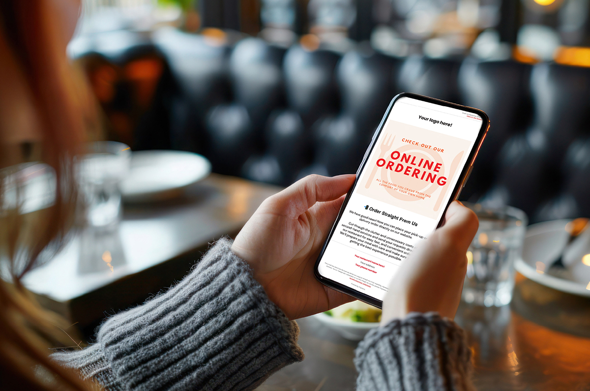 Diner viewing a restaurant’s online ordering promotion on a phone
