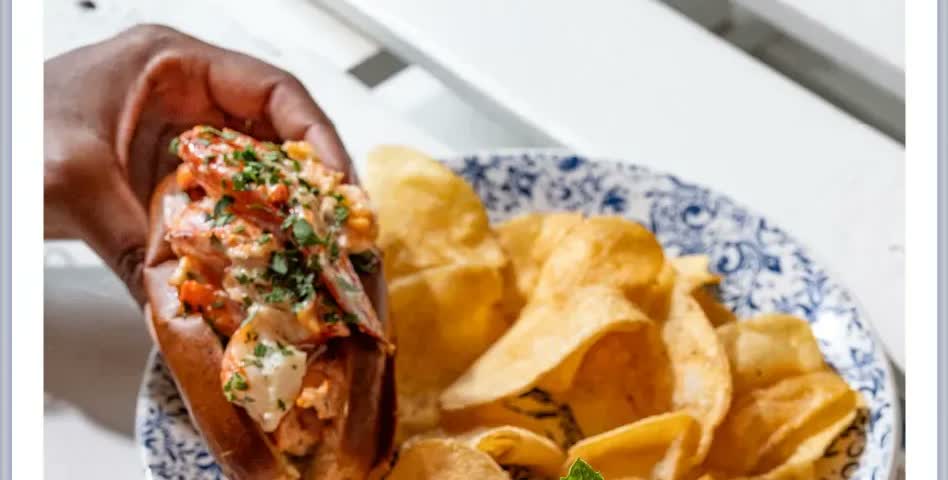 The Hampton Social's Lobster Roll and chips