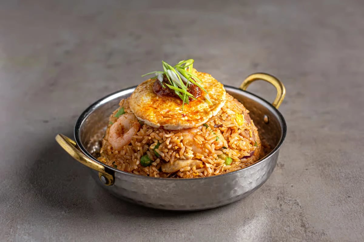 A shrimp fried rice dish from Phat Eatery's Thanksgiving feast