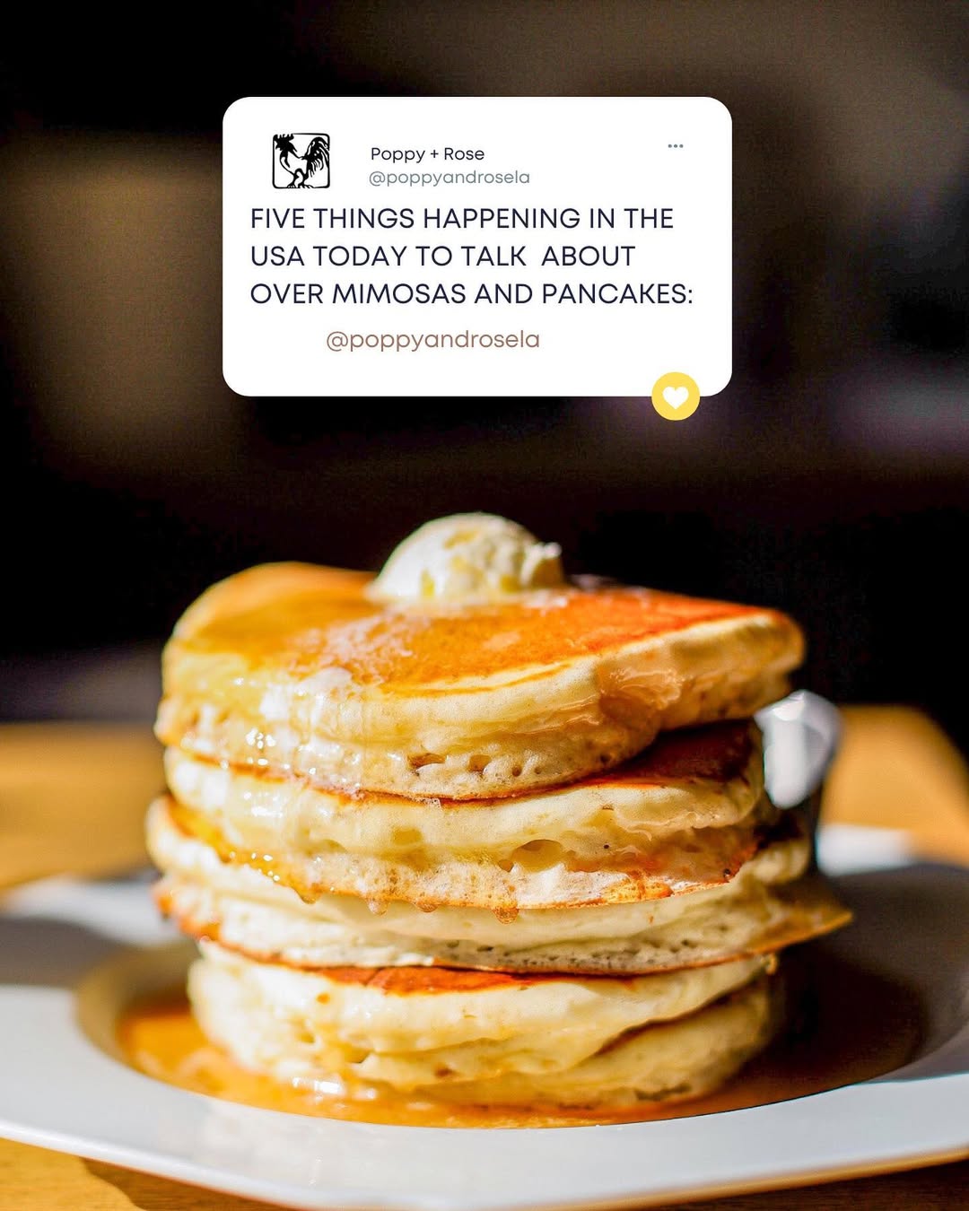Social media post mockup featuring a stack of pancakes with a branded quote card overlay