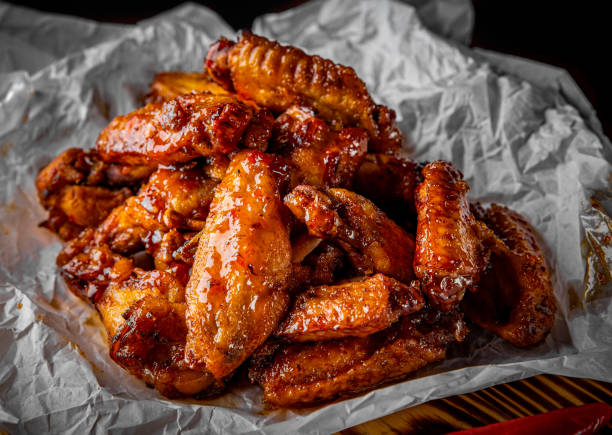 Basket of glazed chicken wings