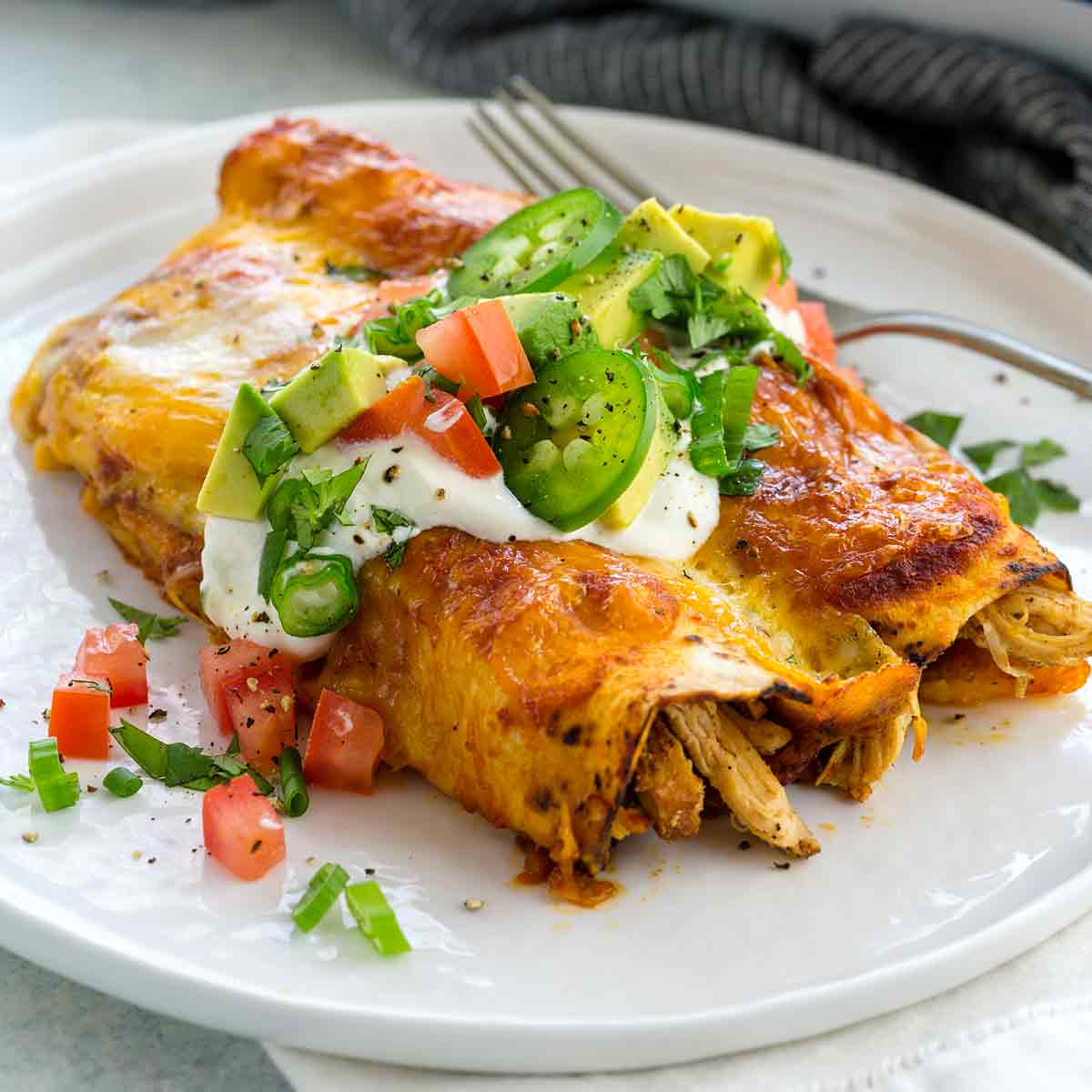 Chicken enchiladas plate