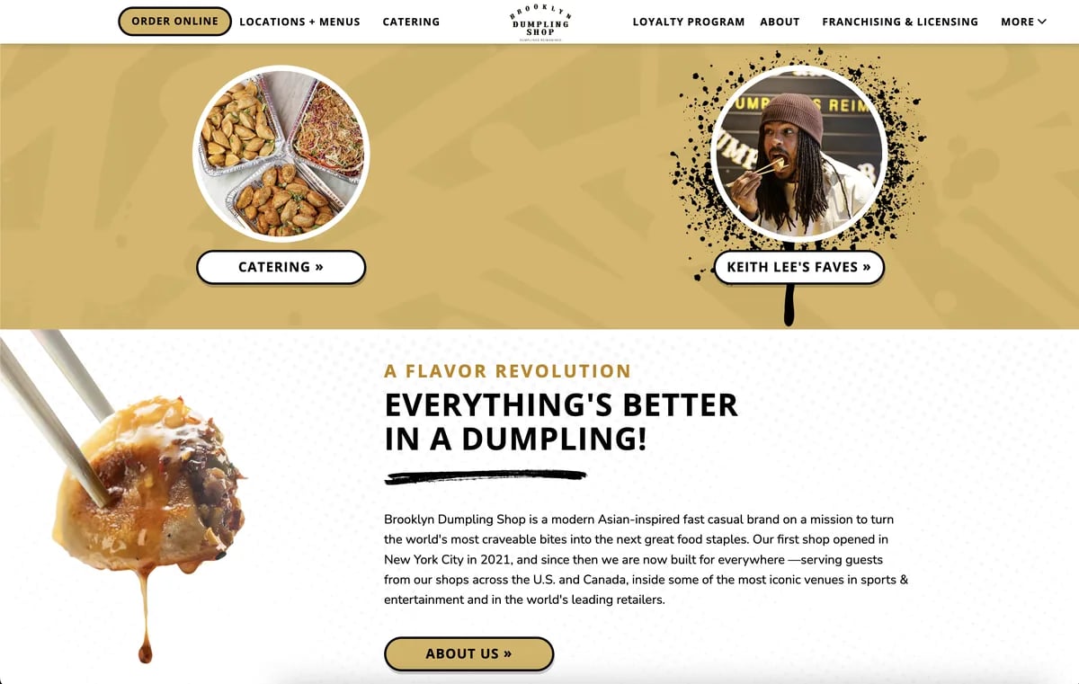 Brooklyn Dumpling Shop website homepage