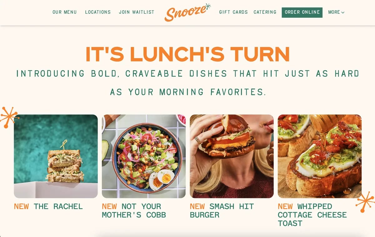 Snooze Eatery website homepage
