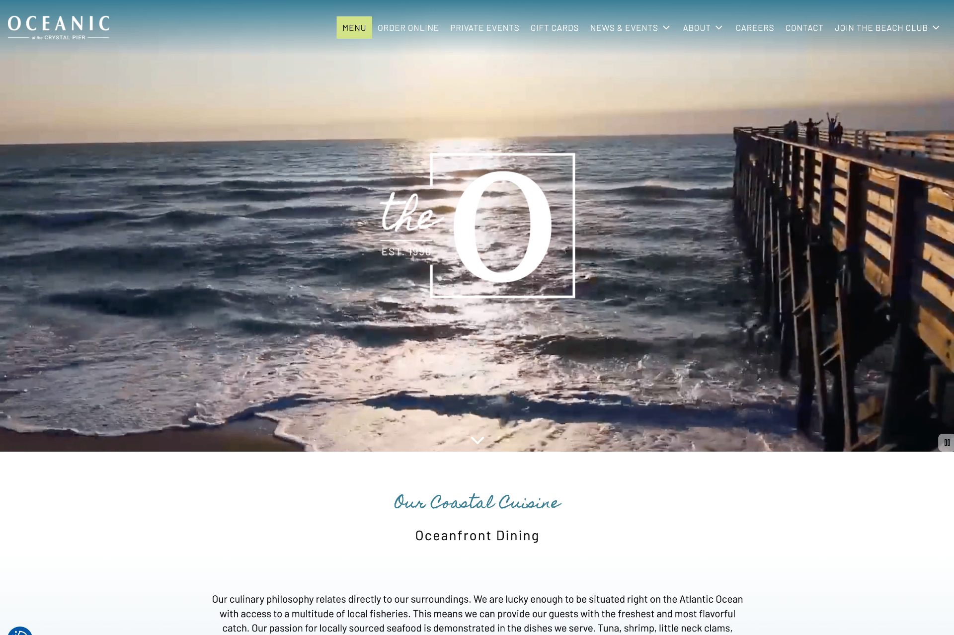 Oceanic Restaurant website
