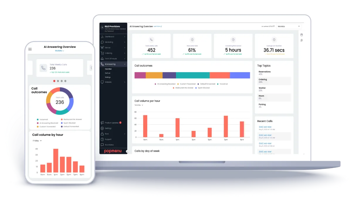 Popmenu AI Answering app interface.