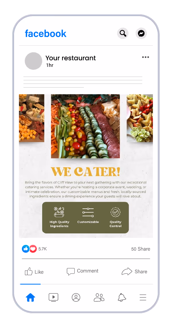 Social media post examples from restaurant marketing.